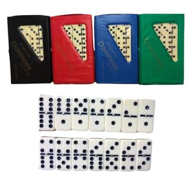 Imagem de Jogo de Dominó Profissional de Osso com 28 Peças e Estojo de Maleta Resistente em Diversas Cores - NEXUS MARKET (vermelho)