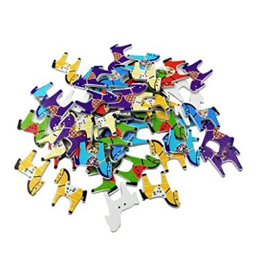 Imagem de SM SunniMix 50 peças 2 furos de madeira misturada botões de cavalo decoração de roupas DIY costura