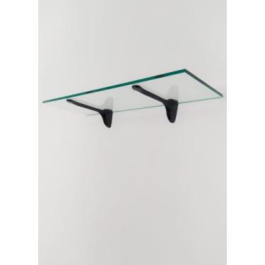 Imagem de Prateleira Vidro Suporte Pelicano Preto 60X20  - Inova Decor