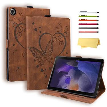 Imagem de UUcovers Capa para Samsung Galaxy Tab A8 de 10,5 polegadas 2022 (SM-X200/X205/X207) com suporte de visualização em vários ângulos/suporte para caneta/bolso para cartão/capa de couro PU em relevo à