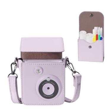 Imagem de Blummy Capa de câmera portátil para câmera instantânea ESOXOFFORE com bolsa na mesma cor para cabo USB e lápis de cor (apenas caixa) (roxo)