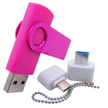 Imagem de Pen Drives USB de 4 GB, pen drive de polegar, disco U com adaptador Tipo-C/OTG para alunos e estudantes (rosa)