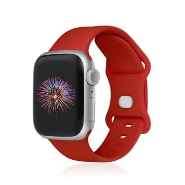 Imagem de GINNARY Pulseiras esportivas compatíveis com Apple Watch Ultra2/Ultra Series 9/8/7/6/5/4/45 mm/49 mm, feminina e masculina, compatível com Apple Watch Ultra2/Ultra Series 9/8/7/6/5/4/3/2/1/SE vermelha