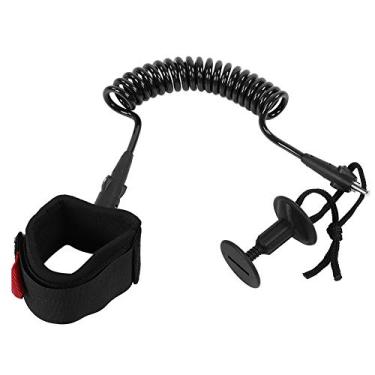 Imagem de Leash de Pulso Enrolado para Bodyboard 5,5 Mm/5 Pés Acolchoado Ajustável Trela âncoras Acessórios de Surf (Preto)
