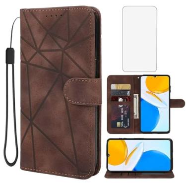 Imagem de Wanyuexes Capa para Honor X7, Honor X 7 4G CMA-LX2 Capa carteira com protetor de tela de vidro temperado, sensação de pele PU flip fólio suporte para cartão de crédito suporte para celular Honor X7 4G