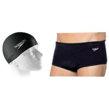 Imagem de Kit Natação Speedo Sunga Tradicional Lycra Adulto + Touca Flat Silicone (BR, Alfa, GG, Regular, Preto)