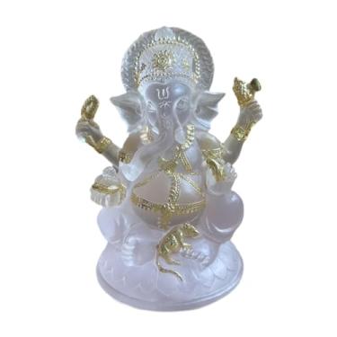 Imagem de Wswqop Estatueta de Lord Ganesh, Escultura de Estátua de Ganesha, Arte Elefante Buda, Estátua de Buda Elefante para Sala de Estar de Inauguração de Casa, Barriga Redonda 12cm