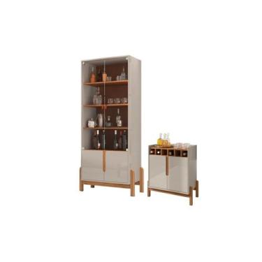 Imagem de Jogo Cristaleira e Bar Oct Off White Cedro  - Mais de Casa