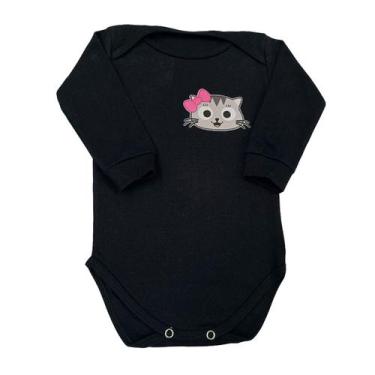 Imagem de Body Manga Longa Gatinha Laço Pink - Mellane Baby, Preto, G