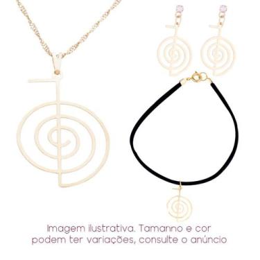Imagem de KIT 3 PEÇAS REIKI - Cho-ku-rei Símbolo do Reiki Yoga Colar + Brinco + 