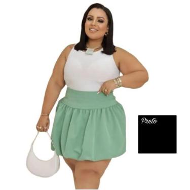 Imagem de Saia Balonê Plus Size Alfaiataria Elegancia Moda Blogueira Fashion Tam