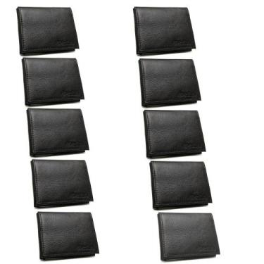 Imagem de Kit 10 Carteira Masculina Couro Em L Plasticos Internos Porta CNH Cart