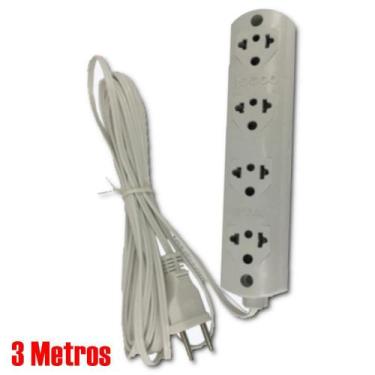 Imagem de Extensão Elétrica Filtro De Linha 4 Tomadas 3 Metros Régua - Rocco