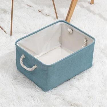 Imagem de Caixa Cesto Organizador Tecido Lona Resistente 41x32x20cm - LORBEN, Az