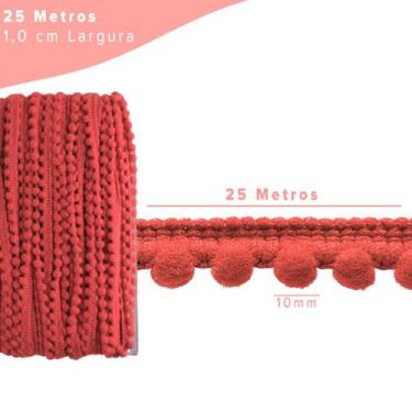 Imagem de Fita Pompom Coral 10mm Rolo Com 25 Metros - Nybc