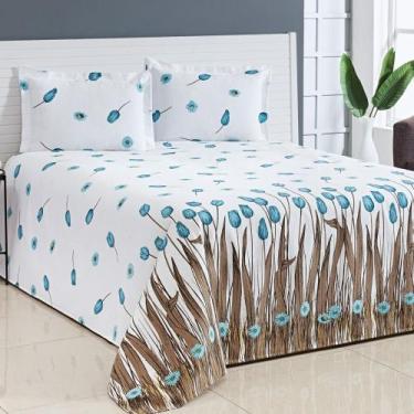 Imagem de Kit Cobre Leito Solteiro Bella Piquet 02 Peças Tulipa Azul - Ateliê e 