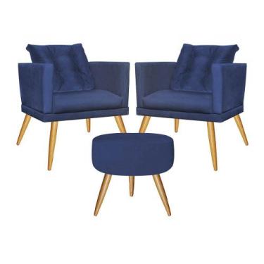 Imagem de Kit 02 Poltrona Com Almofada e Puff Lucia Confort Sala Recepção Escrit