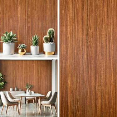 Imagem de Papel de Parede Adesivo Lavável Envelopamento Antimanchas 5 metros (Madeira Freijó)