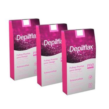 Imagem de Kit 3 Folhas Prontas Para Desing Sobrancelhas Depilação Depilflax 60 U