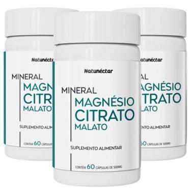 Imagem de Kit 3 Potes Mineral 2 em 1 Magnésio De Malato e Citrato Duo Natunectar