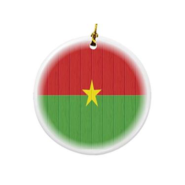 Imagem de Rikki Knight Bandeira da Bulgária em design de madeira envelhecida redonda de porcelana dupla face ornamentos de Natal