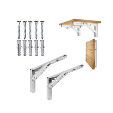 Imagem de Par Suporte Mão Francesa Dobrável Retrátil Reforçada 25cm - Hardt, Bra