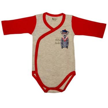 Imagem de Body Gorette The Cat Transpassado Manga Longa Marinheiro Vermelho, PP