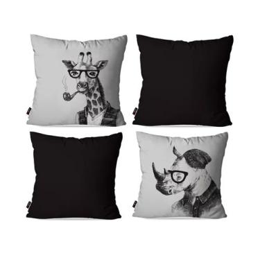 Imagem de Kit com 4 Capas para Almofadas Decorativas ANIMAIS RETRÔ - PUMP UP