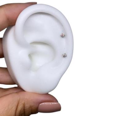 Imagem de Piercing Labret Ponto de Luz para Orelha com Pedras Zircônias - Rara S