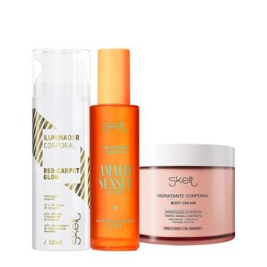 Imagem de Kit Skelt Red Carpet Glow Iluminador Amalfi Sunset Hidratante Corporal