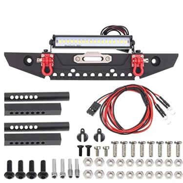 Imagem de Treehobby Metal Front Bumper with LED Light RC Winch Mount Seat Compatible with Traxxas TRX-4 TRX4 Axial SCX10 90046 90047 RC4WD D90 TF2 1/10 RC Crawler Car Upgrade Part