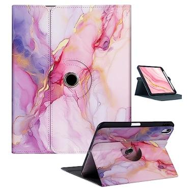 Imagem de FamillCase Capa compatível com iPad Air 5ª geração (2022) com suporte para lápis, iPad Air 4ª geração (2020), suporte de visualização em vários ângulos com hibernar/despertar automático, suporta carregamento de 2ª lapiseira - mármore rosa