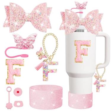 Imagem de XIANGYUAN Conjunto de acessórios de copo Stanley de 8 peças para copo Stanley Cup de 850 g 1,134 g com alça, incluindo tampa de palha e bota, tampa à prova de derramamento, pingente de alça, adesivo