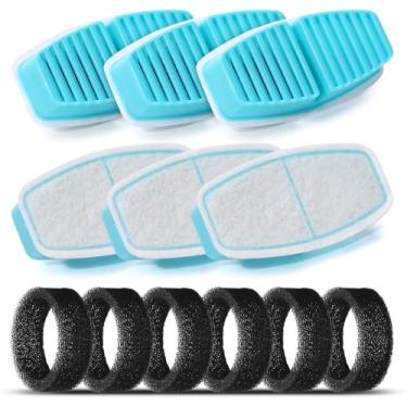 Imagem de Filtros de fonte de água para gatos: filtro de substituição de fonte de água BEMOONY Pet - 12 pacotes de filtros de fonte de gato (6 filtros de carbono + 6 esponjas) - filtragem múltipla, substitua-o