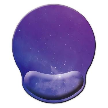 Imagem de Mouse pad com suporte de pulso, mouse pad ergonômico com almofada de descanso de pulso de espuma de memória, base de borracha antiderrapante mouse pad para jogos em casa, escritório, computador, laptop, céu estrelado