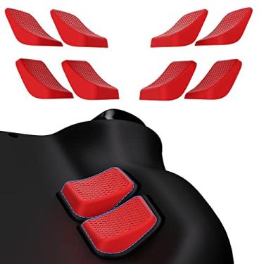 Imagem de PlayVital Conjunto de aprimoramento de botão traseiro vermelho Passion para Steam Deck, kit de proteção de botão de melhoria de aderência para deck a vapor – 2 espessuras diferentes