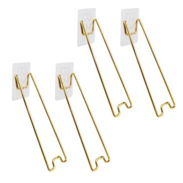 Imagem de Crapyt 4 peças de suporte de porta-retratos autoadesivo traseiro para porta-retratos 19 x 2,5 cm suporte de cavalete dourado para molduras e desenhos