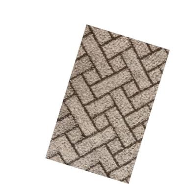 Imagem de Tapete Clean Retangular Elegante 1,50 x 2,00 Carpete Marrom em Polipropileno Estampa Moderna Desenho Geométrico Tijolinhos Base Antiderrapante 1,5x2m Decoração Para Sala de Estar Quarto Recepção