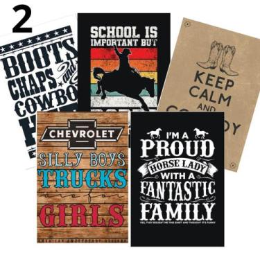 Imagem de Kit com 5 quadros country feito em MDF corte a laser com adesivos de a