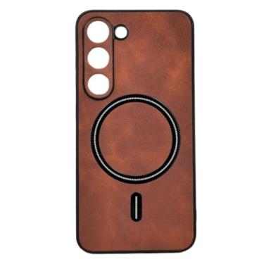 Imagem de Capa capinha protetora em tecido e silicone compatível com a tecnologia de carregamento por aproximação sem fio Para o Samsung Galaxy S24 - Tela 6.2 Cor: Marrom