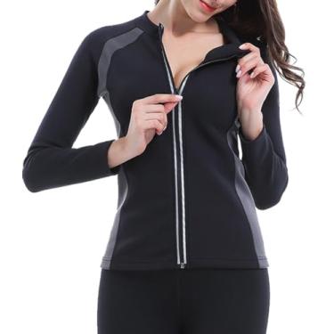 Imagem de Roupa de mergulho feminina de neoprene de 2 mm, roupa de banho térmica, manga comprida, jaqueta de surfe, para passeios de barco e snorkeling