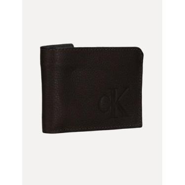 Imagem de Carteira Calvin Klein Jeans Couro CKJ Queima Logo Marrom Café, UN