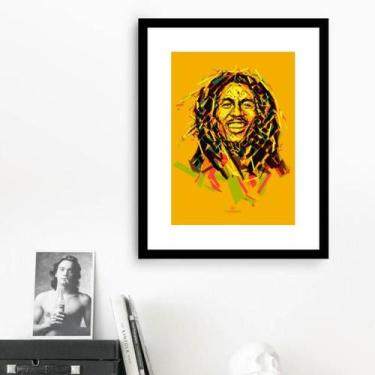 Imagem de Quadro Bob Marley Amarelo - 60x48cm - Quadros On-line