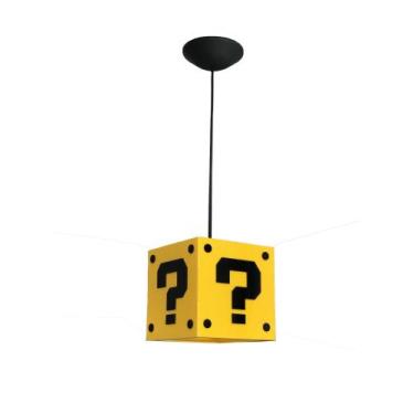 Imagem de Luminária Pendente de Teto Super Mario Interrogação - Preto - Super 3D
