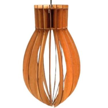 Imagem de Luminária Teto tipo Pendente RUBI MDF - Completa - CORALISA, MDF CRU, 