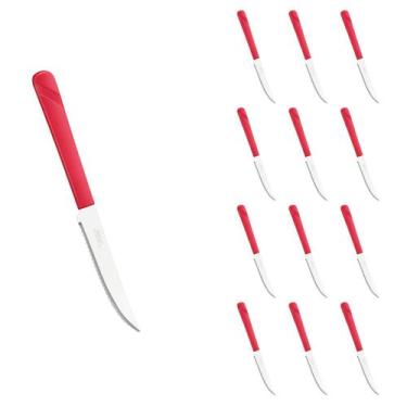Imagem de Conjunto 12 Facas Linha Luna Vermelho Aço Inox Plástico - Taumer, Luna