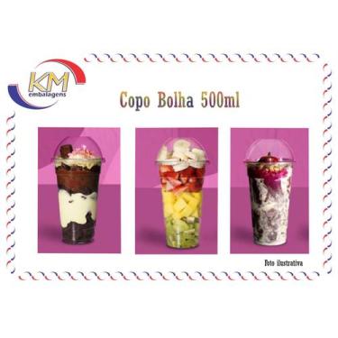 Imagem de Copo com tampa bolha 500ml c/ 25 unid. - Embalagem bolo/doces (10539) 