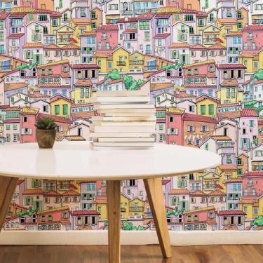 Imagem de Papel de Parede Adesivo Sobrados Coloridos N05001 RL 0,58x3M - Adesivo