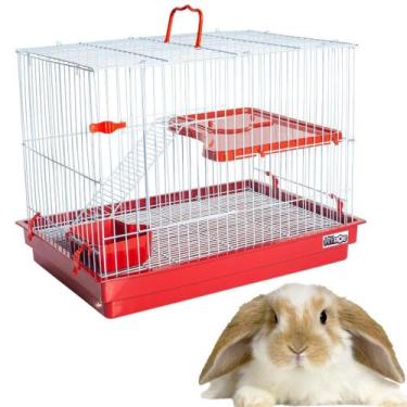 Imagem de Gaiola para coelho chinchila hamster com andar vermelho - Jel Plast