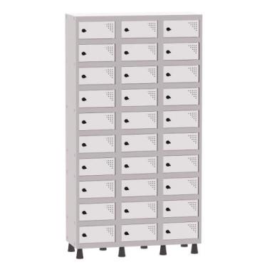 Imagem de Armário Porta Objetos de Aço 3 Vãos 30 Portas Pitão Pandin 1,90 m Cinz